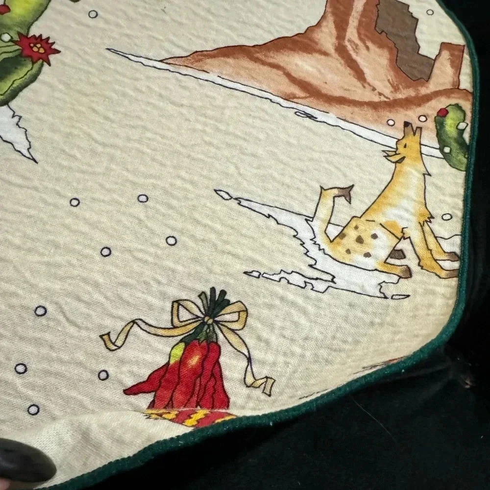 VTG Southwestern Christmas Coyote Placemats Set of 3 Native American Cactus 90s - Picture 9 of 15